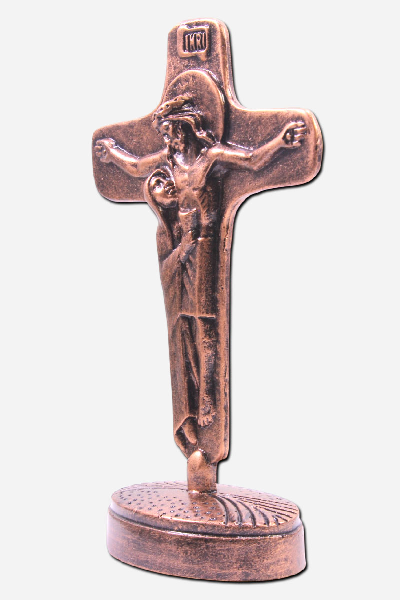 Cross Standing with Mary - Copper Finish - - Image 3