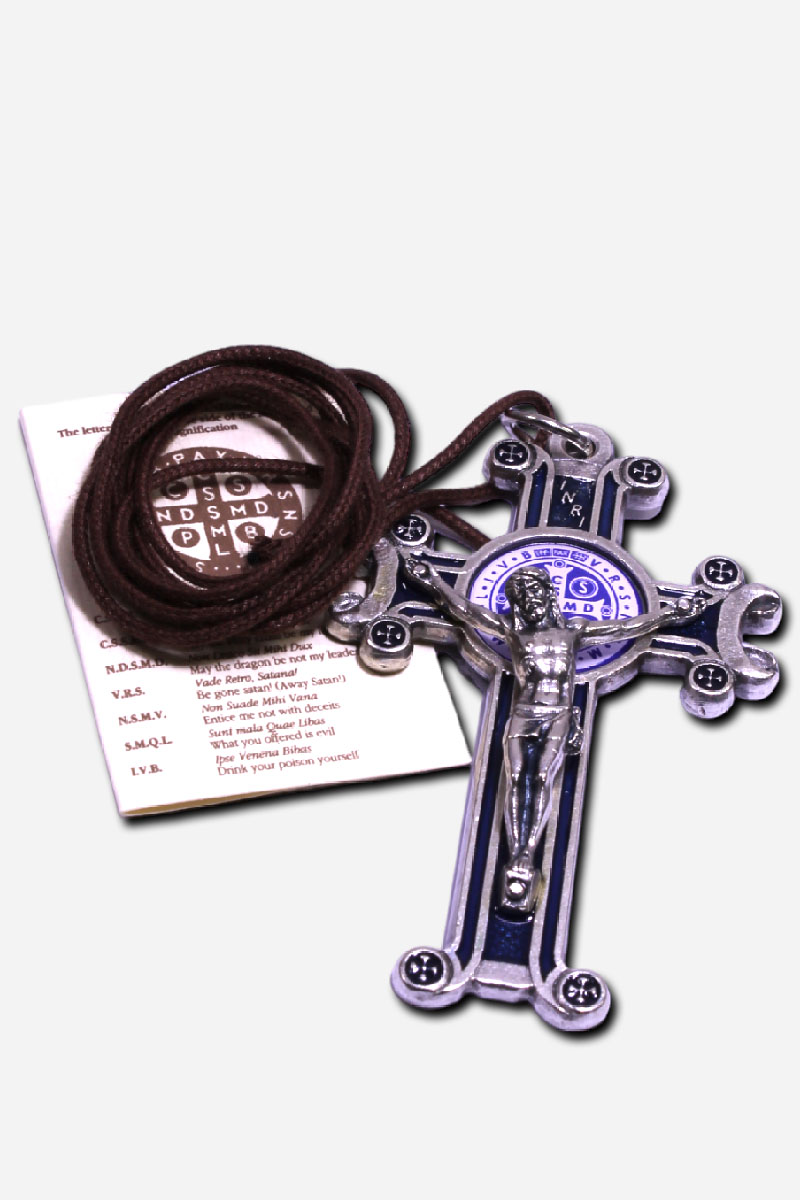 Crucifix with Saint Benedict Medal - BLUE 3 X