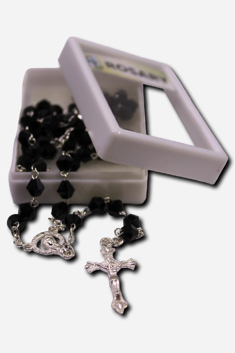 Diamond Cut Plastic Rosary Black -