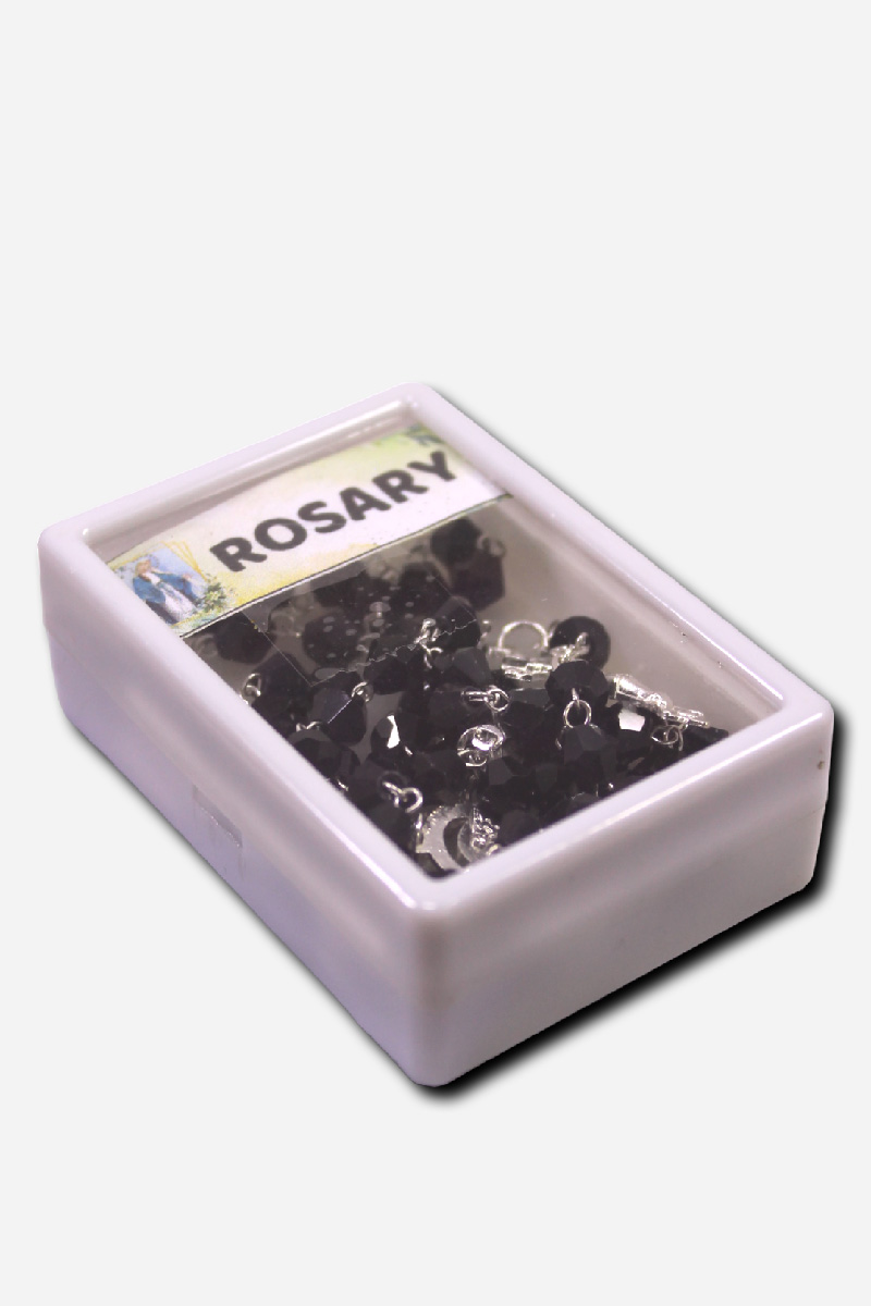 Diamond Cut Plastic Rosary Black - - Image 3