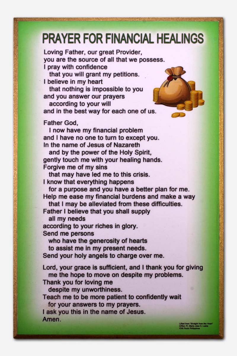 Prayer for Financial Healings - 19 x 29 cm
