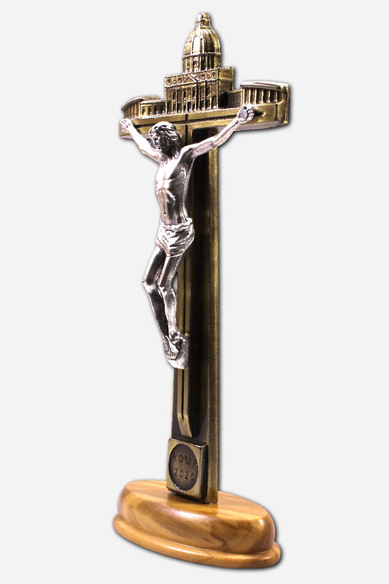 Jubilee Standing Crucifix - 7 x 4 x 16 cm - Made in Italy - Bronze - Image 3
