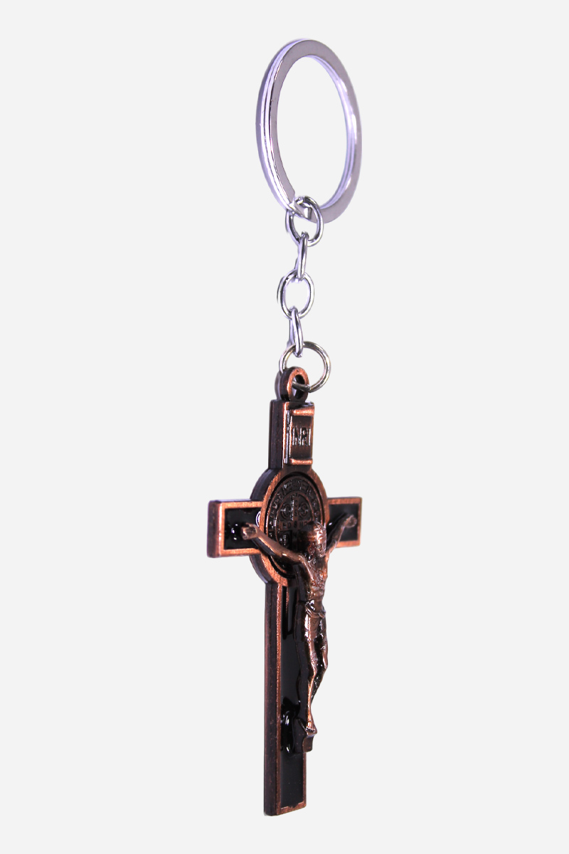 Crucifix with Saint Benedict Medal Keychain - 3 Inches - Image 3