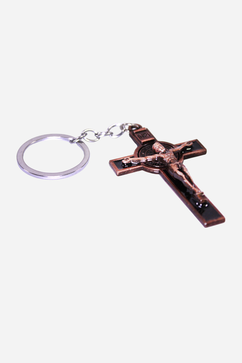Crucifix with Saint Benedict Medal Keychain - 3 Inches - Image 4