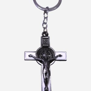 Crucifix with Saint Benedict Medal Keychain - 3 Inches