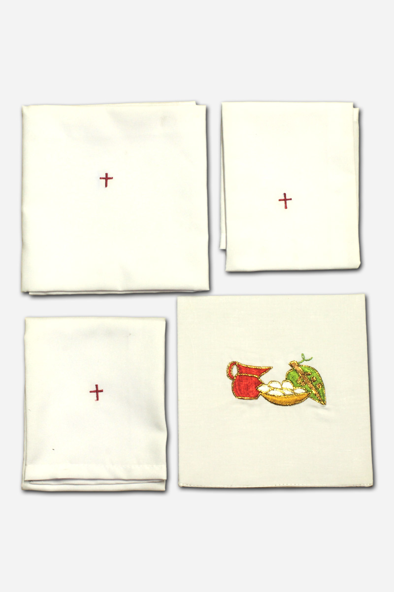Mass Linen Set with Wine and Bread Design