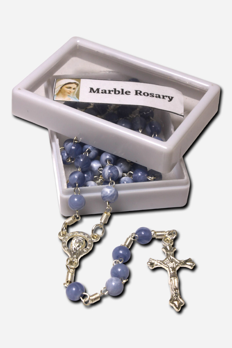 MARBLE ROSARY - AQUA BLUE