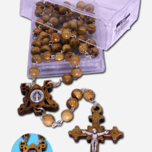 MIRACULOUS MEDAL ROSARY - OLIVE WOOD 8MM ITALY