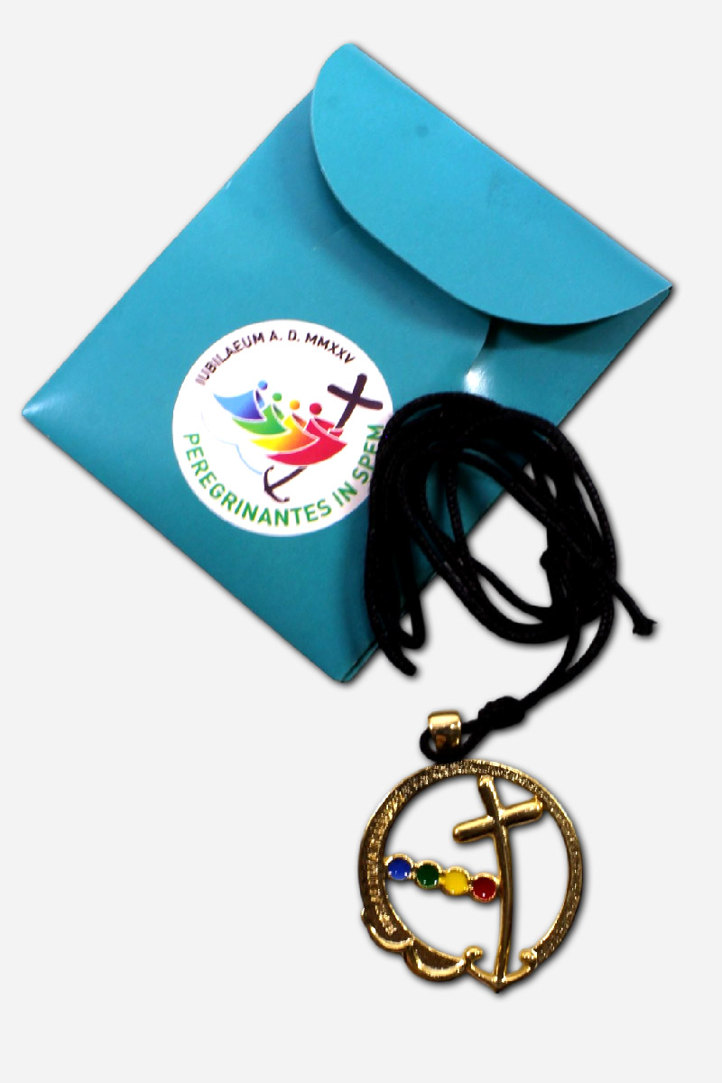 NECKLACE GOLD COLOR JUBILAEUM A.D. MMXXV ITALY - 34 MM