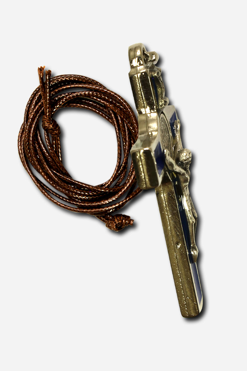 Cross Necklace with Saint Benedict Medal - Nickel Blue - 3 x - Made in Italy - Image 3