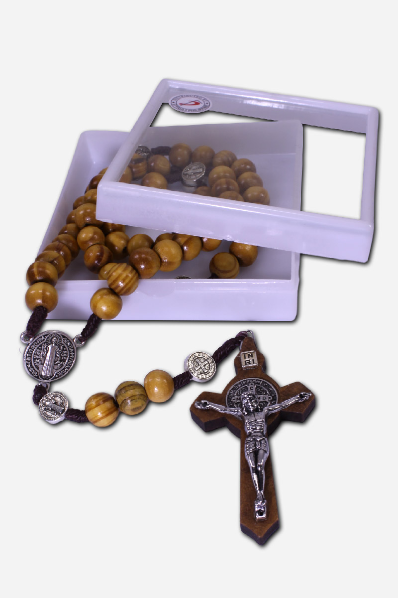 OLIVE WOOD ROSARY - SAINT BENEDICT