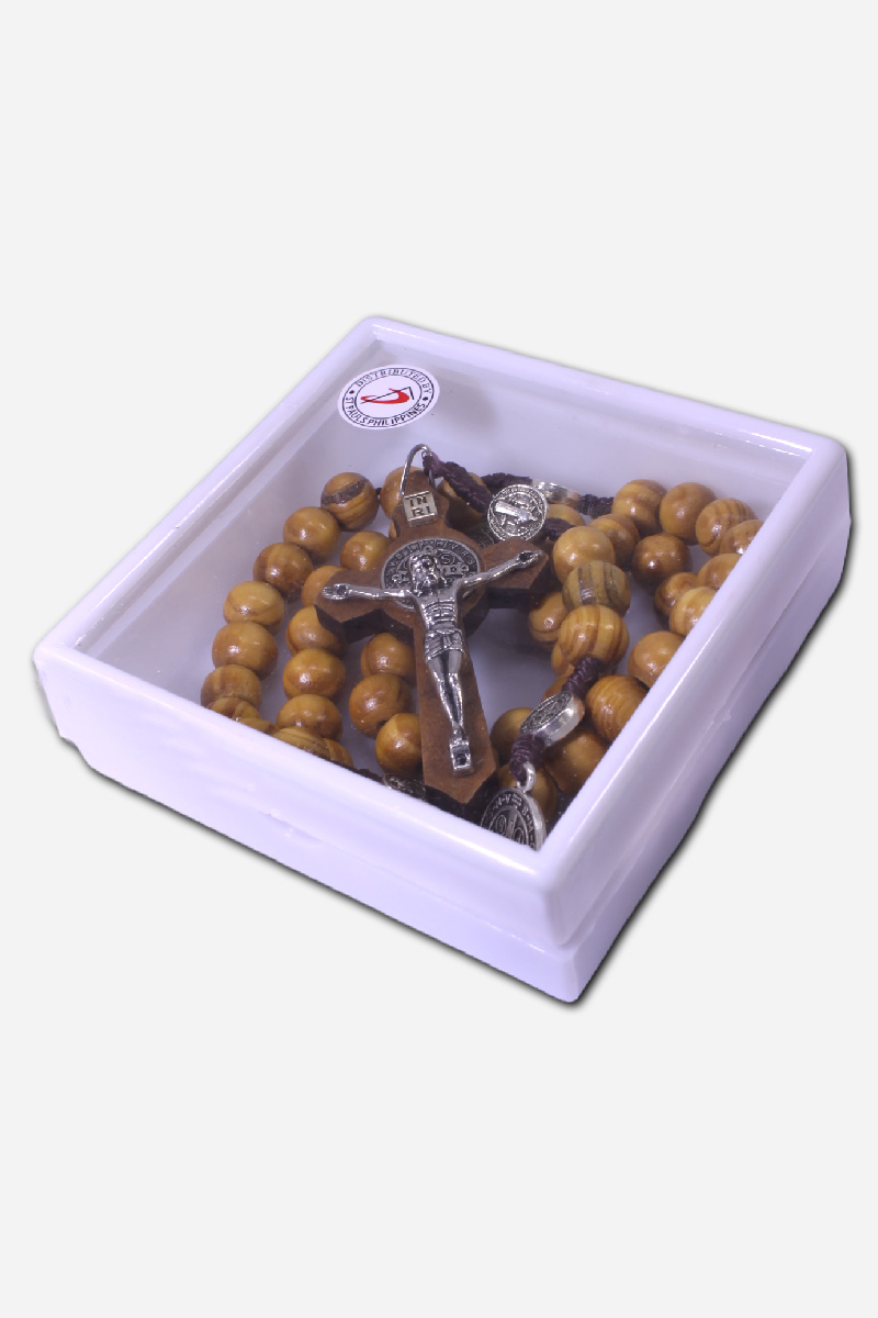 OLIVE WOOD ROSARY - SAINT BENEDICT - Image 3