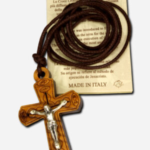 Olive Wood Cross Necklace 3 x 5 cm Italy