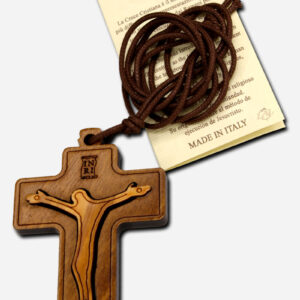 Olive Wood Cross Necklace 4 x 6 cm Italy