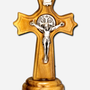 Olive Wood Cross with Saint Benedict Medal 3 x 6 cm Italy