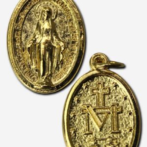 Our Lady of Miraculous Medal Pendant 16 x 25 mm Gold Colored Italy