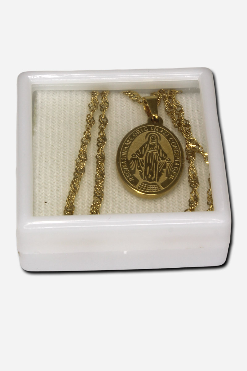 Our Lady of Miraculous Necklace - Gold Colored - Image 5