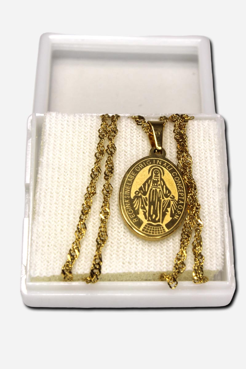 Our Lady of Miraculous Necklace - Gold Colored - Image 4
