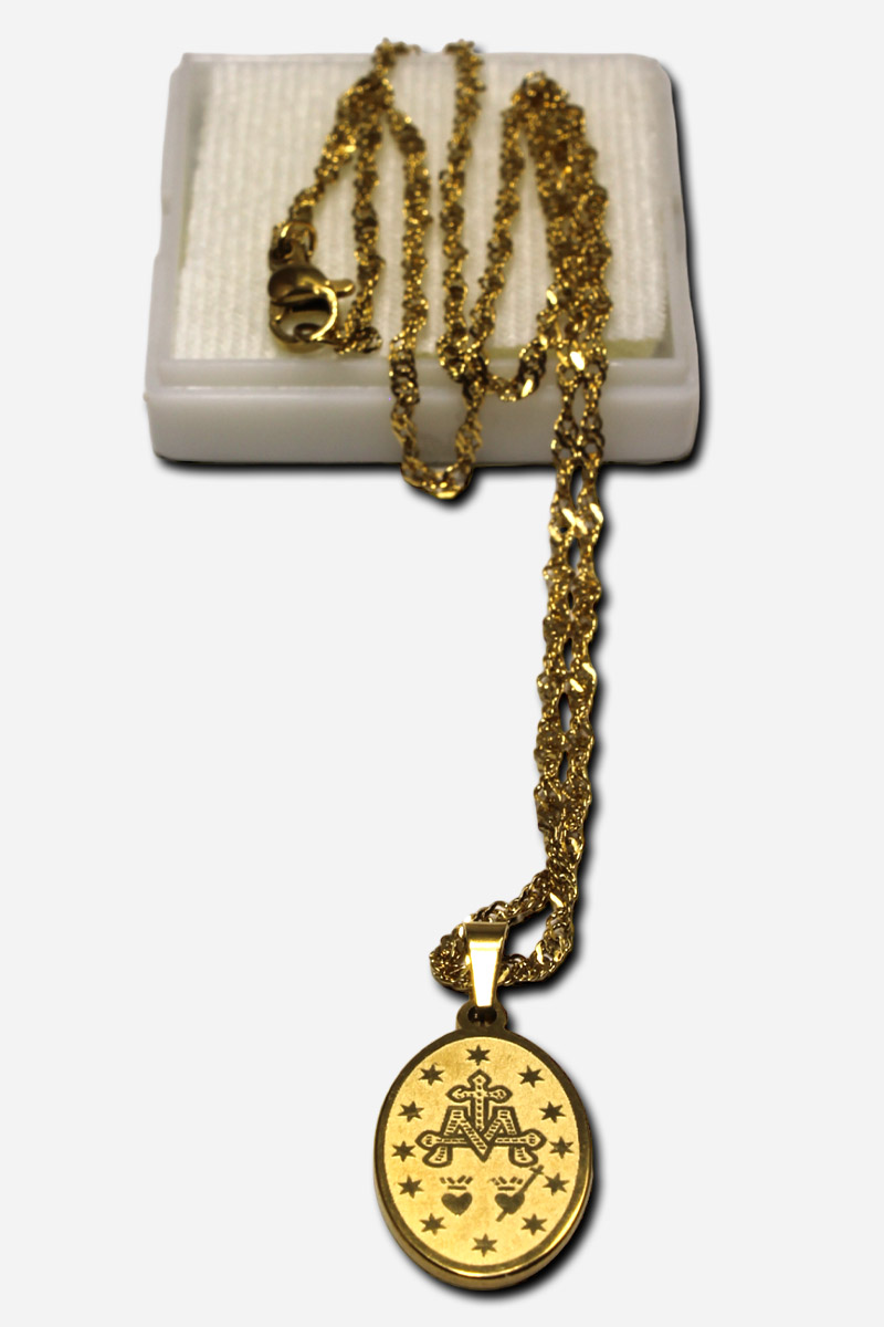 Our Lady of Miraculous Necklace - Gold Colored - Image 3