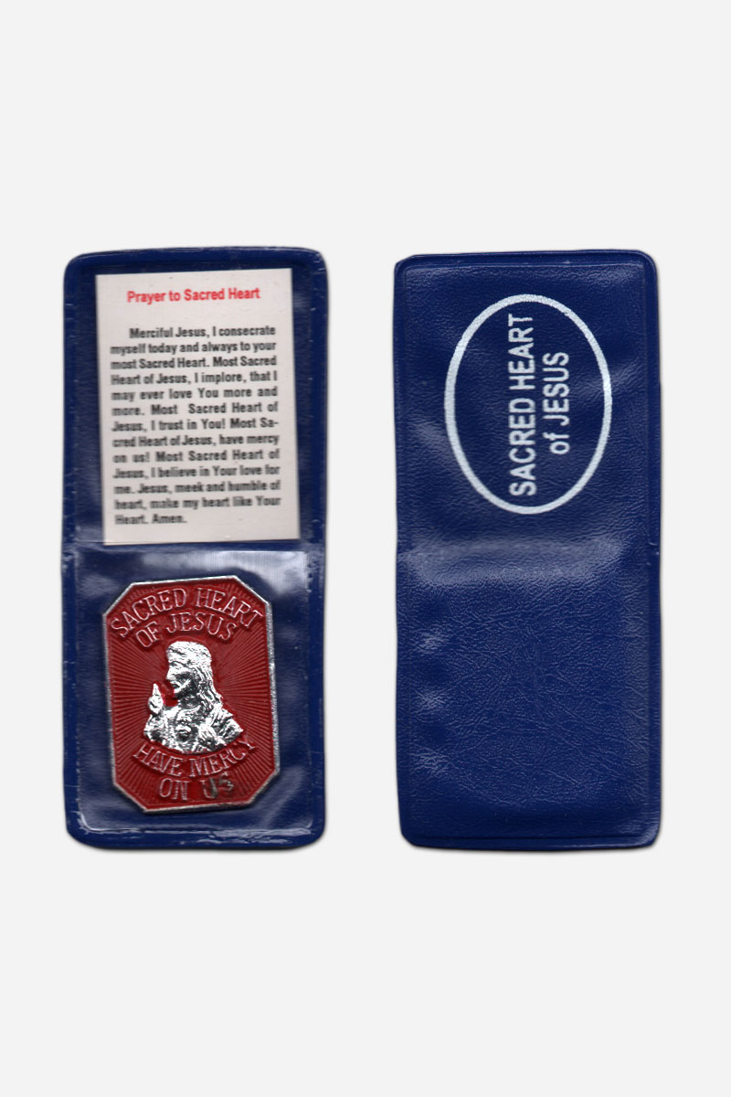 Sacred Heart Pocket Prayer - Aluminum Dark Blue