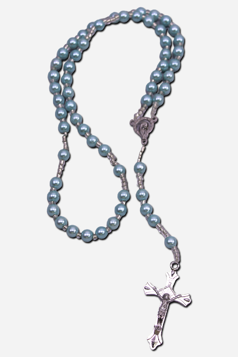 Plastic Pearl String Rosary Beads - Cyan