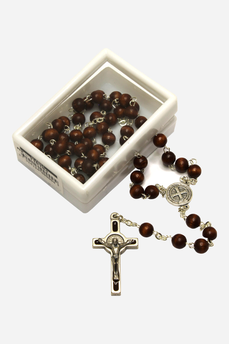 Rosary with Saint Benedict Medal - Black Made in Italy - Image 7
