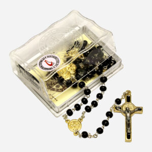 Rosary with Saint Benedict Medal - Gold-Black Made in Italy