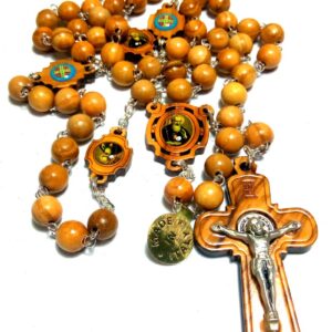 Wooden Rosary with Saint Benedict Medal - Made in Italy