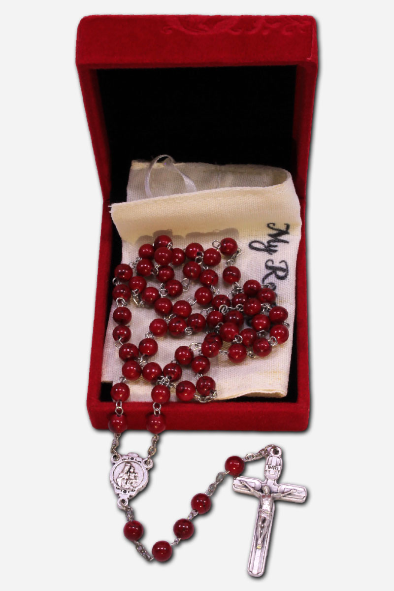 RED ROSARY - CERAMIC BEADS