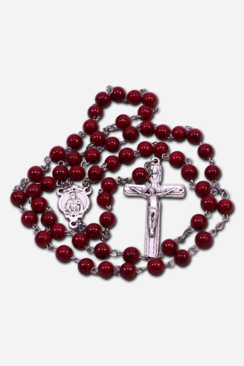 RED ROSARY - CERAMIC BEADS - Image 2
