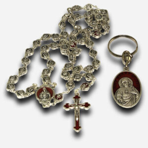 Rosary and Key Chain with Case - Sacred Heart