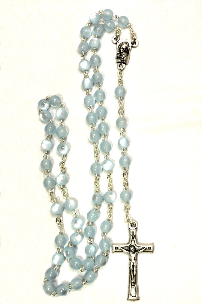 Rosary - Blue Small Round Beads Made in Italy - Image 3