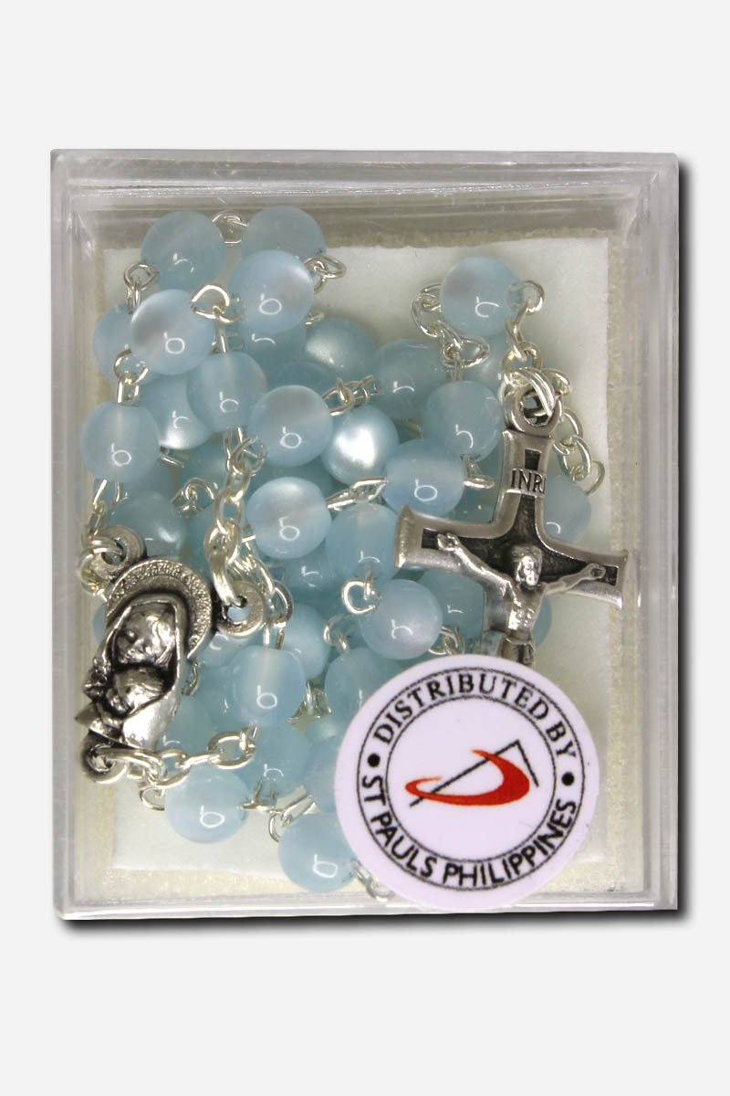 Rosary - Blue Small Round Beads Made in Italy - Image 4