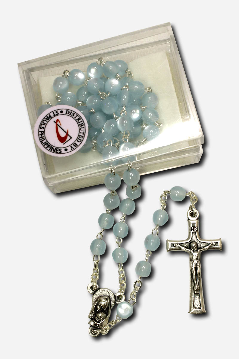 Rosary - Blue Small Round Beads Made in Italy