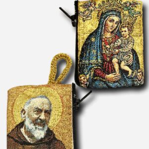 Rosary Pouch Small - Our Mother of Perpetual Help and Saint Pio Made in Italy