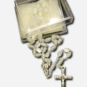 Rosary - White Small Rice Beads - 5mm Made in Italy