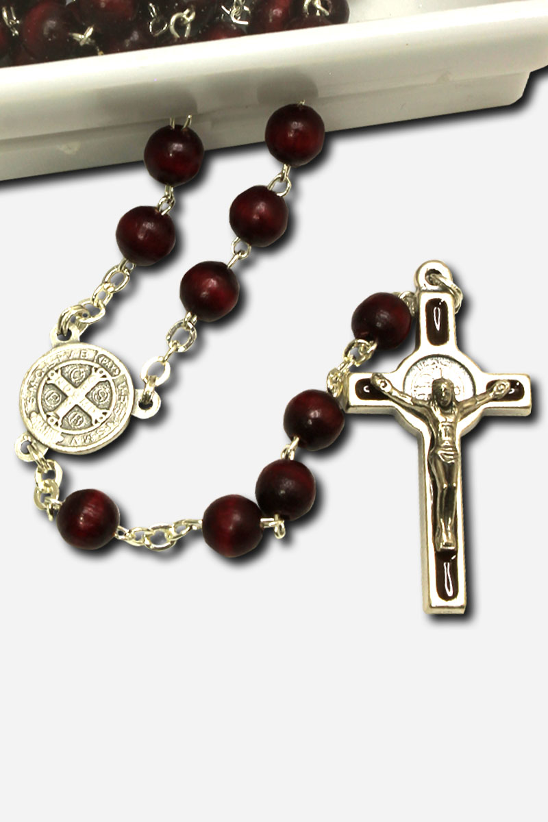 Rosary with Saint Benedict Medal - Black Made in Italy - Image 5