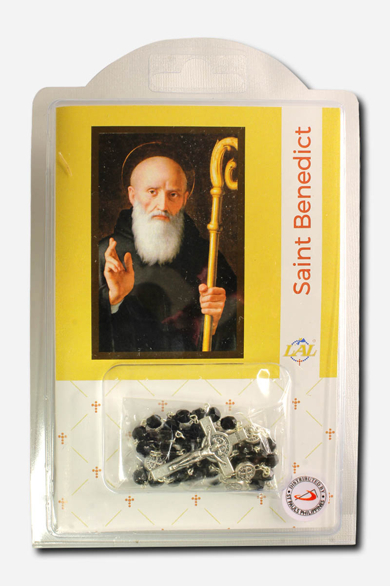 Rosary with Saint Benedict Medal - Black Made in Italy - Image 3