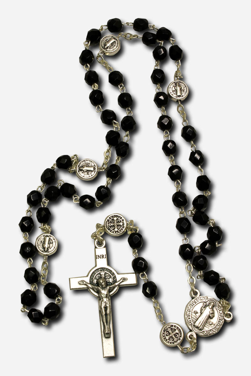 Rosary with Saint Benedict Medal - Black Made in Italy