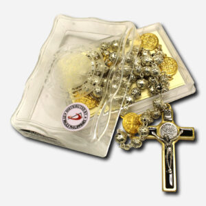 Rosary with Saint Benedict Medal - Rose Beads 19 Inches Made in Italy