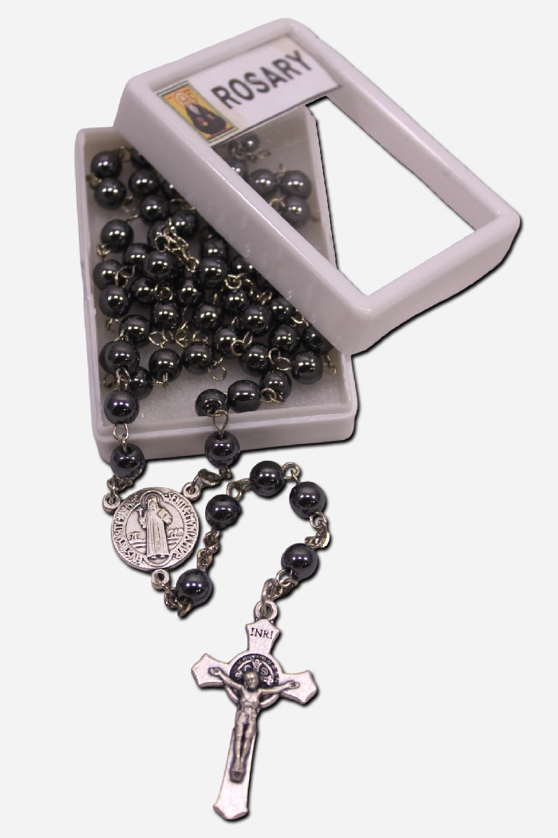 SAINT BENEDICT HEMATITE ROSARY -