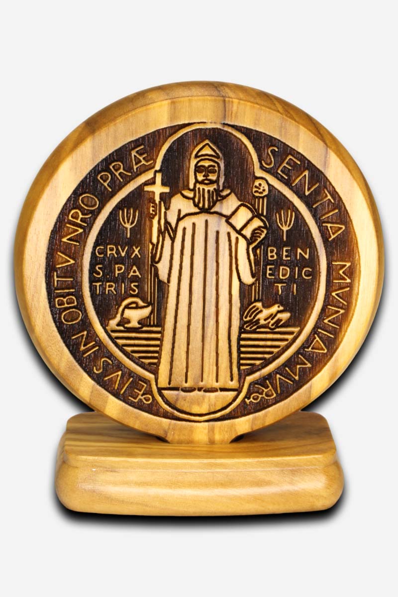 SAINT BENEDICT MEDAL - OLIVE WOOD ITALY