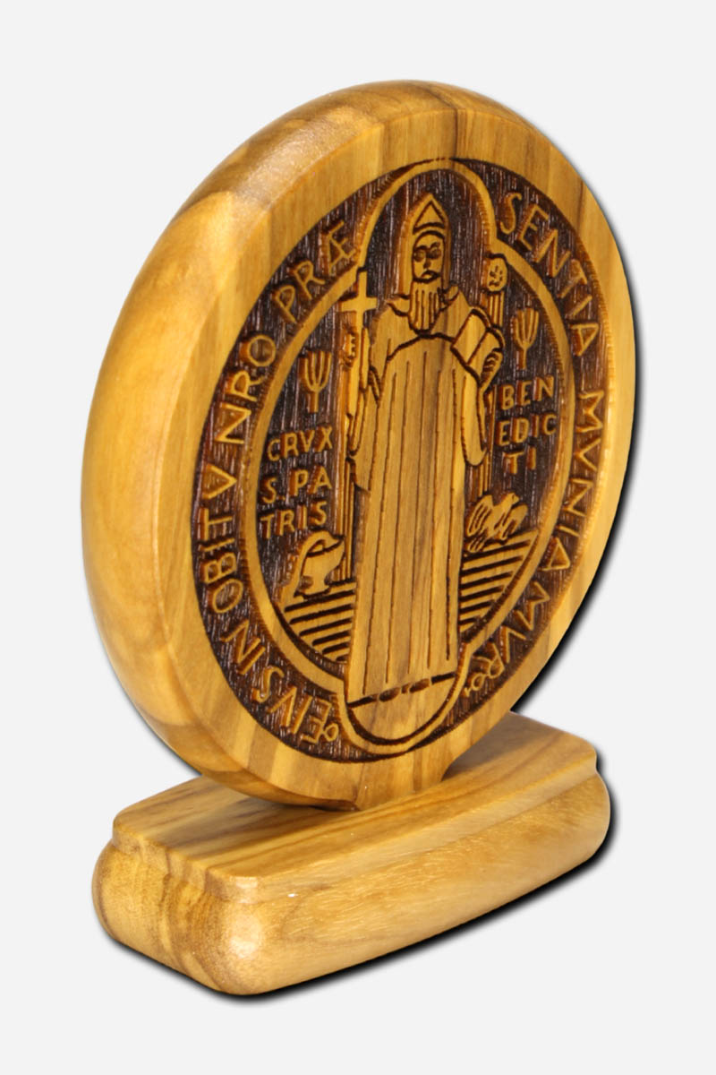 SAINT BENEDICT MEDAL - OLIVE WOOD ITALY - Image 2