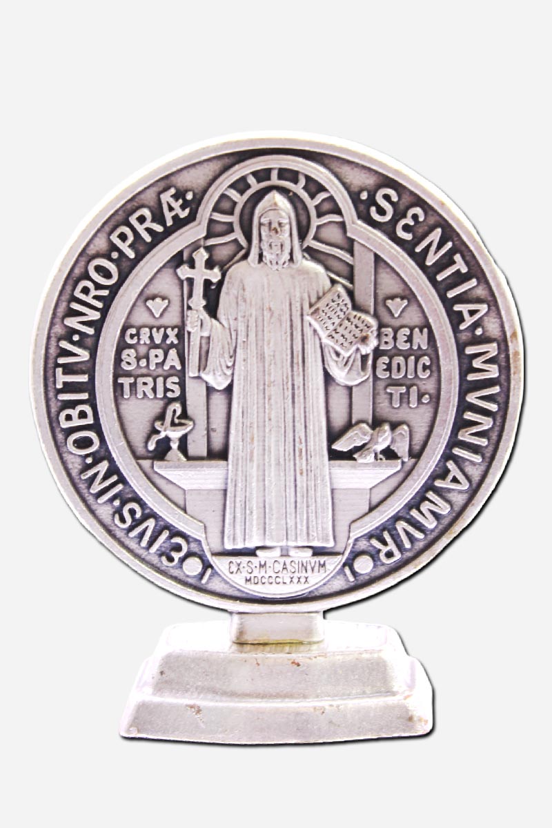 SAINT BENEDICT MEDAL WITH STAND FROM ITALY - 53 x 20 x 65 MM
