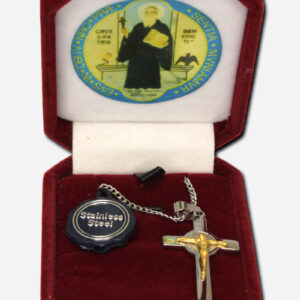 SAINT BENEDICT NECKLACE - STAINLESS STEEL WITH RED BOX -