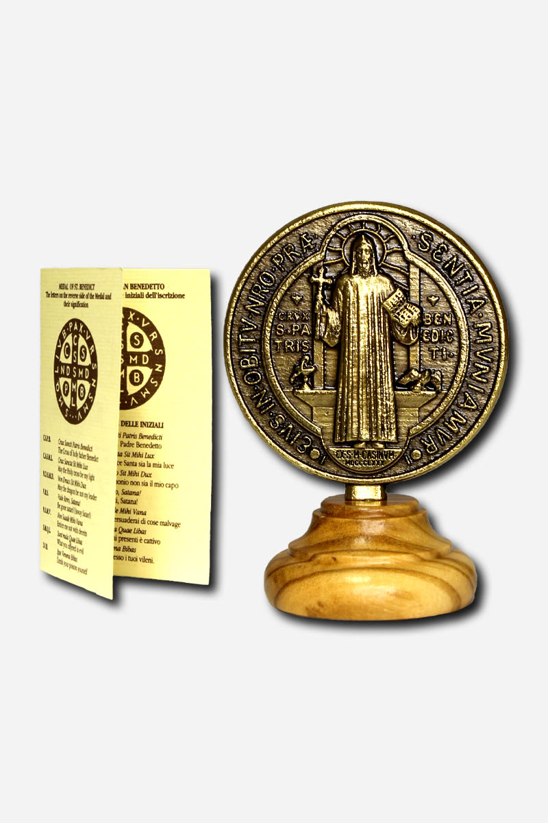 Saint Benedict Medal with Stand - ROUND SMALL 2 INCHES