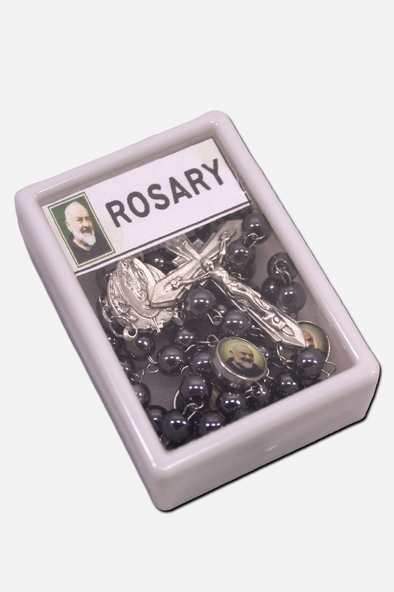 SAINT PADRE PIO HEMATITE ROSARY - - Image 3