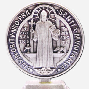 SAINT BENEDICT MEDAL WITH STAND FROM ITALY - 35 x 15 x