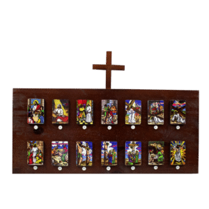 STATION OF THE CROSS MOUNTED ON WOOD - 23 x 15 INCHES