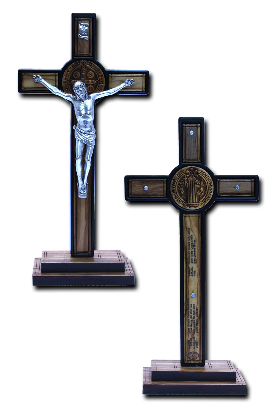 Crucifix with Saint Benedict Medal - BLACK - C5-115376B-BLK Made in Italy